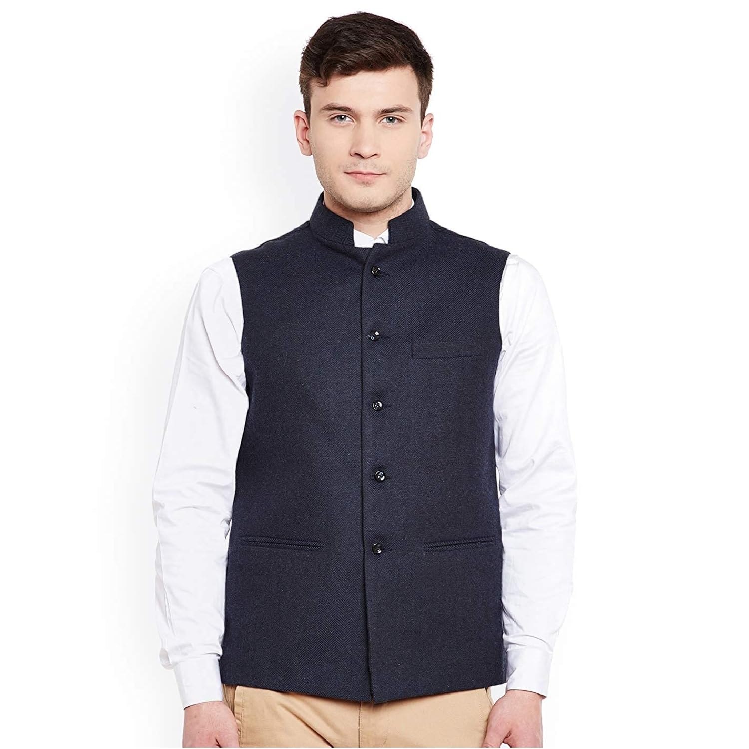 vastraa fusion Men's Solid Nehru Jacket-picture-13