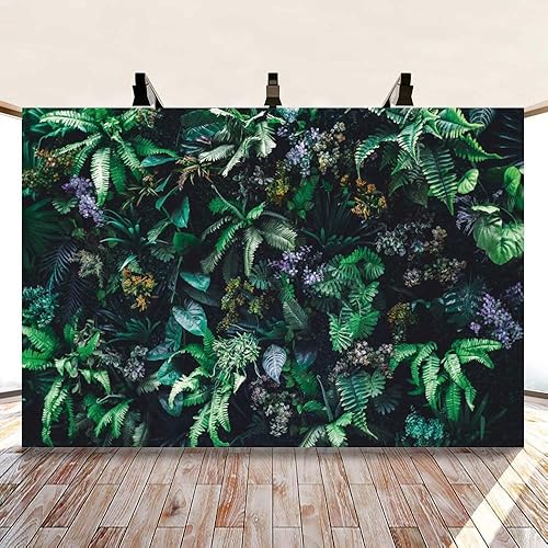 Miniatura 4 de shensu Fondo de flores verdes tropicales de 10 x 8 pies para fotografía de safari en la selva, hojas verdes naturales, fondo de fotos, boda, fiesta