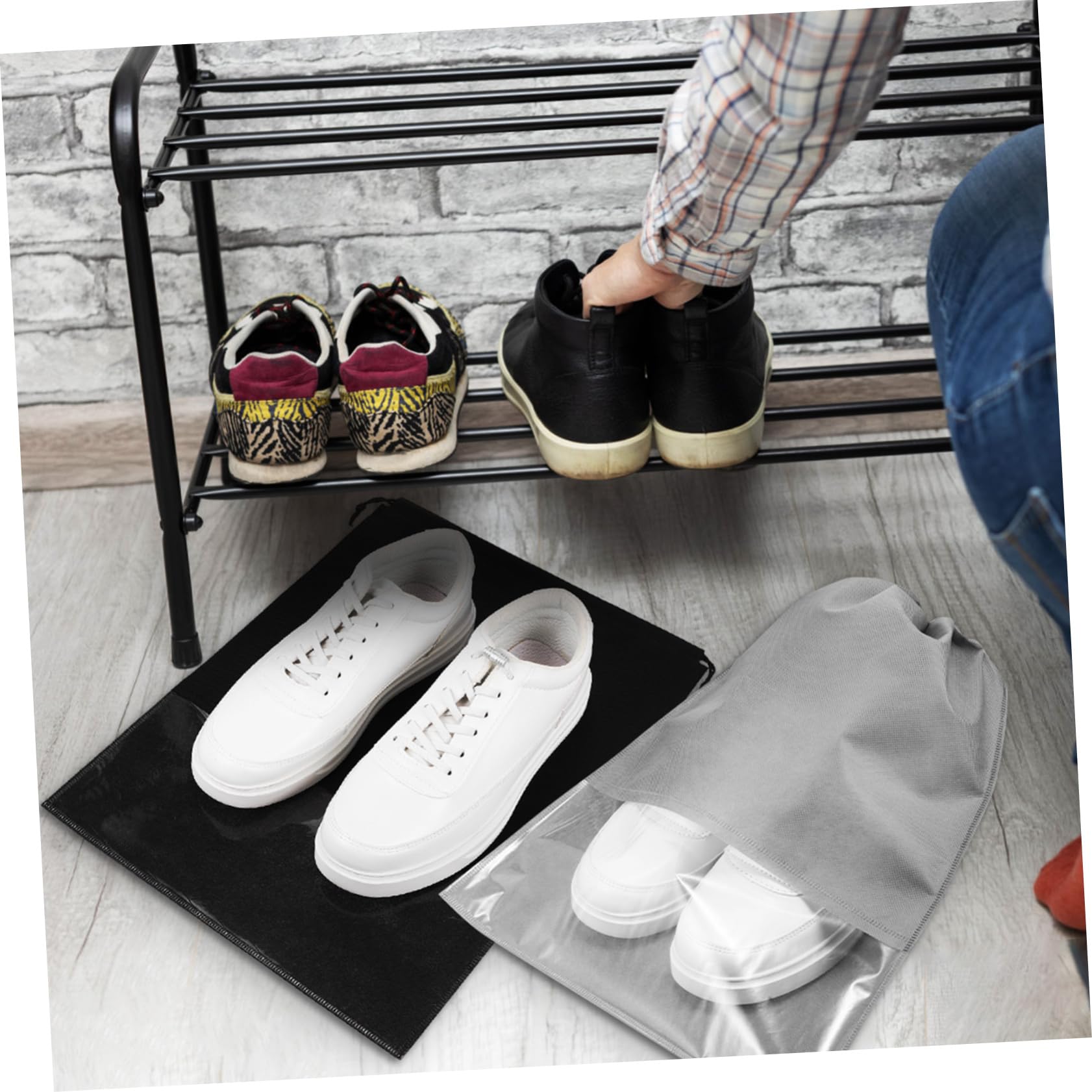 20pezzi Borsa Per Scarpe Da Viaggio Coulisse Sacchetto Per Scarpe Trasparente Portatile Adatto Per Pantofole e