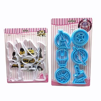 8 PCS Superhero & 6 PCS Plastic Fondant Cookie Cutters Cake Decorating Tools, Set of 2.