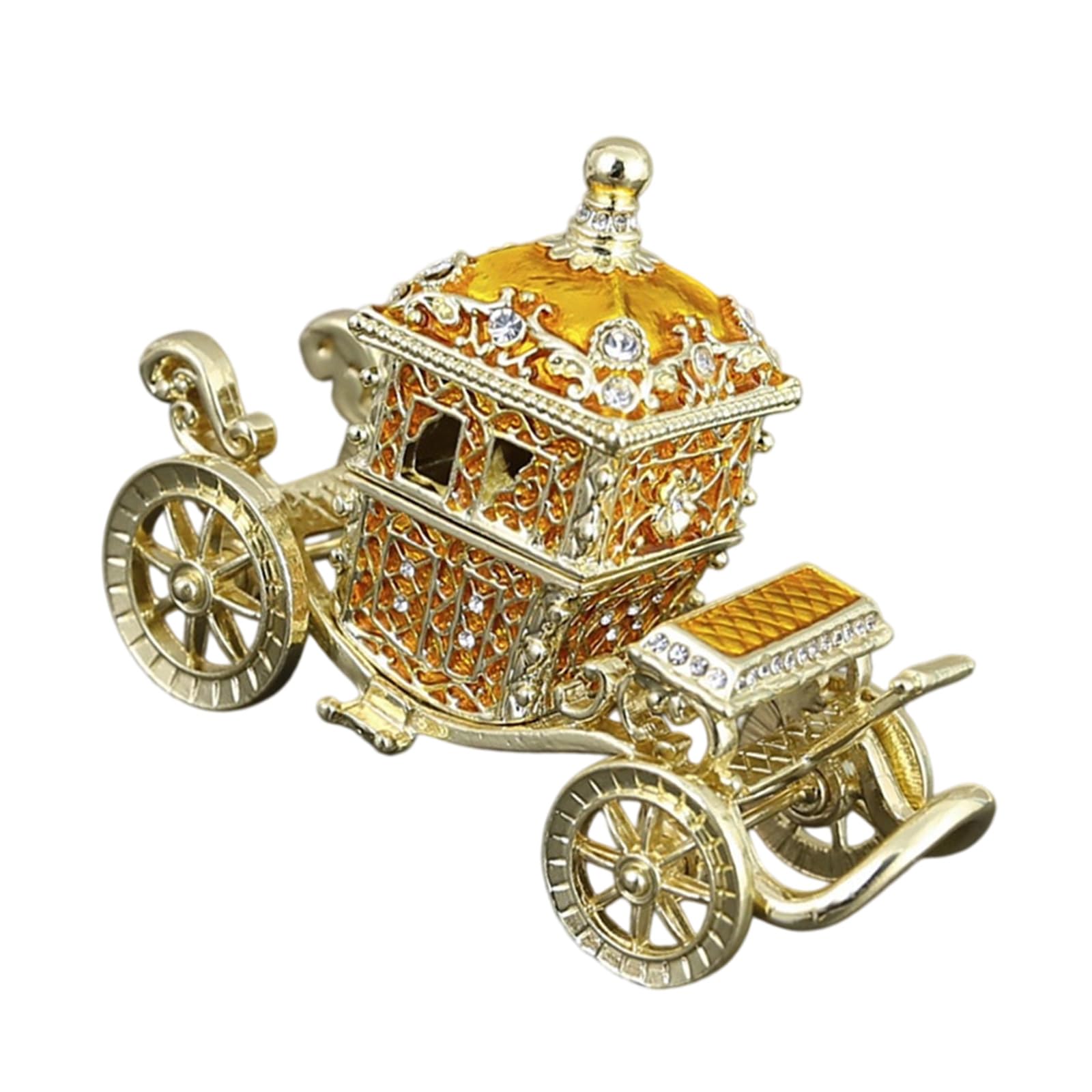 Color Carriage Trinket Box for Jewelry Storage Zinc Alloy Painted Decorative Case for Earrings Necklaces Wedding Table Display and Home Decor Trinket Organizer Memento Holder Vanity Display Dresser