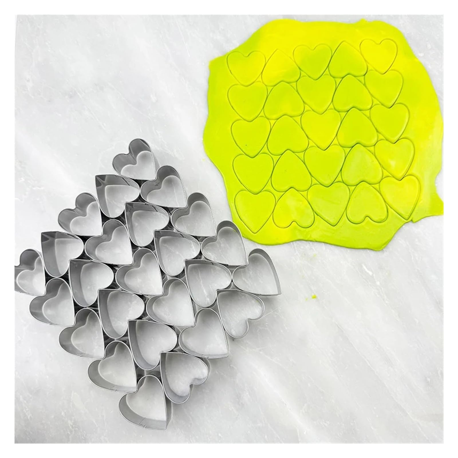 Emporte-pièces en forme de cœur, 25 cavités, petit emporte-pièce en forme de cœur, for la saint-valentin, moules à biscuits de mariage for la cuisson de mini biscuits en acier inoxydable