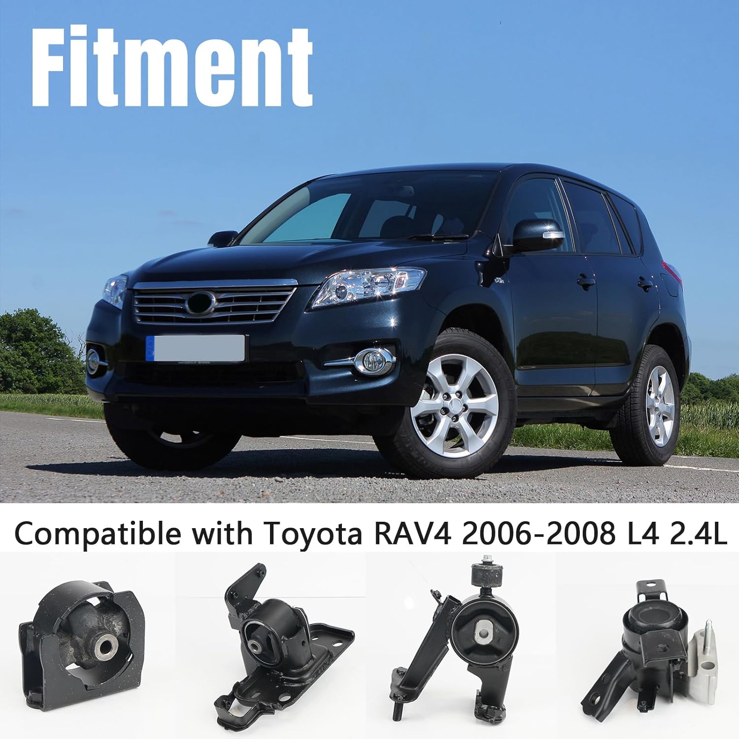 Engine Motor and Trans Mount Set Compatible with Toyota RAV4 2.4L 2006 2007 2008 Replacement for A62012 A62049HY A62050 A62064