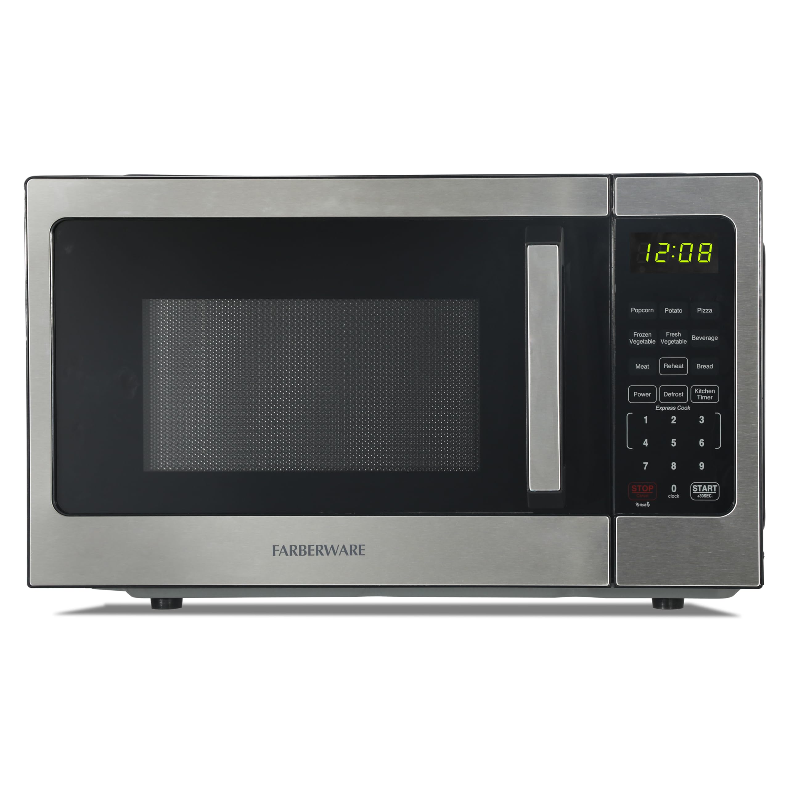 Farberware 0.9 Cu. Ft. Countertop Microwave Oven – 900 Watts Power, Auto Cook Settings, Defrost, Easy Clean and Child Safety Lock - Stainless Steel