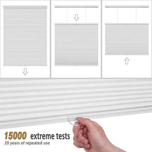 Miniatura 5 de Changshade Persianas celulares con filtro de luz sin cables, persianas de arriba hacia arriba hacia arriba para ventanas, persianas plisadas de
