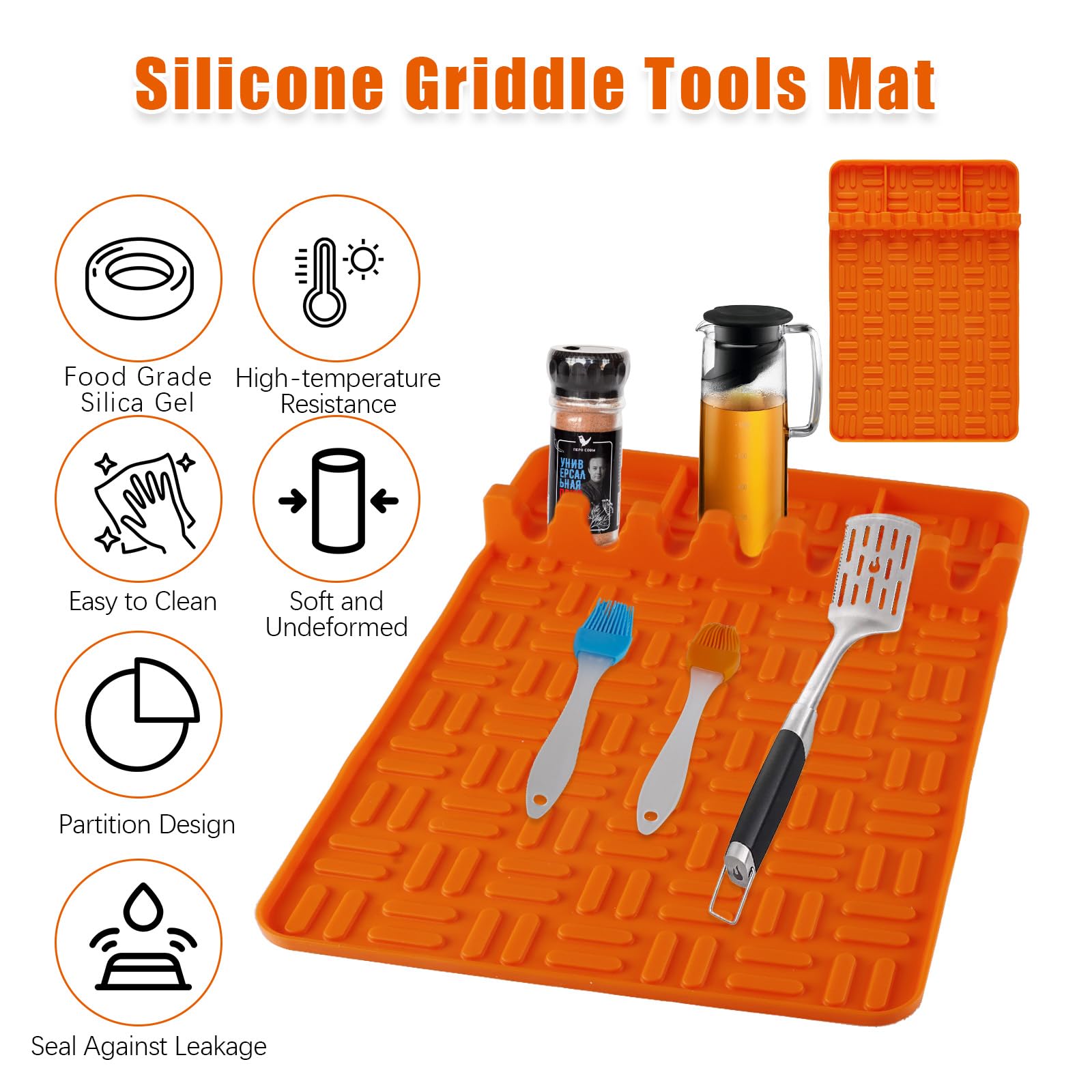 Silicone Griddle Tools Mat for Blackstone, Grill Pad for Outdoor Grill Kitchen Counter, Food Grade Griddle Mat, BBQ Grill Mats, Baking Mats, Grill Prep Trays, Hot Pads, 15.4
