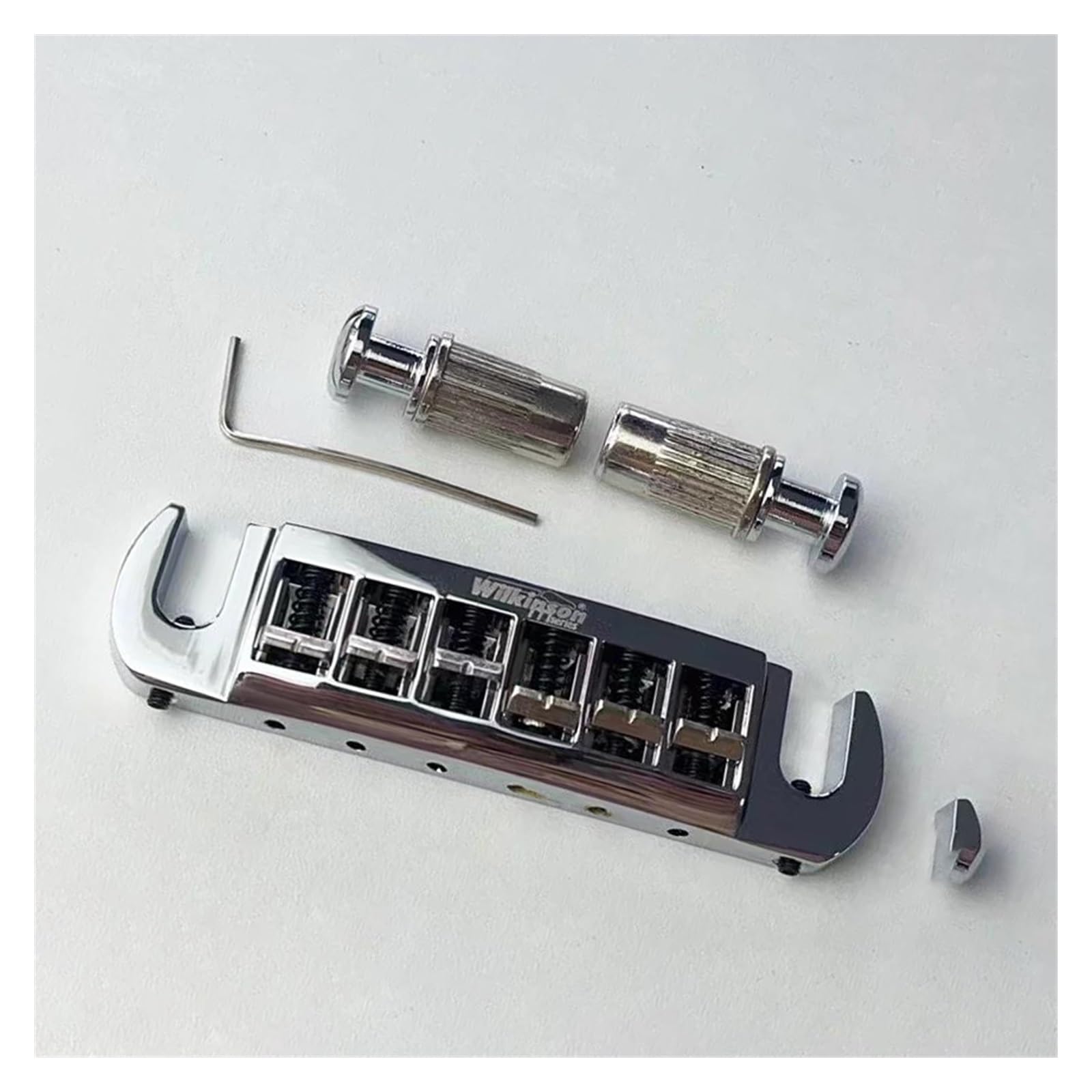 Gitarrenbrücken-Bausatz Steg-Saitenhalter Für E-Gitarre, Verchromt, Silberfarben, Verstellbar, Umlaufend