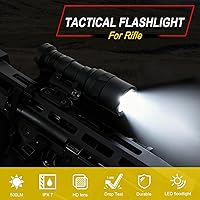 Vista 5 de Linterna táctica para montaje en riel Picatinny/Mlok, luces LED de 500 lúmenes para armas para rifles, linterna de rifle con interruptor de presión