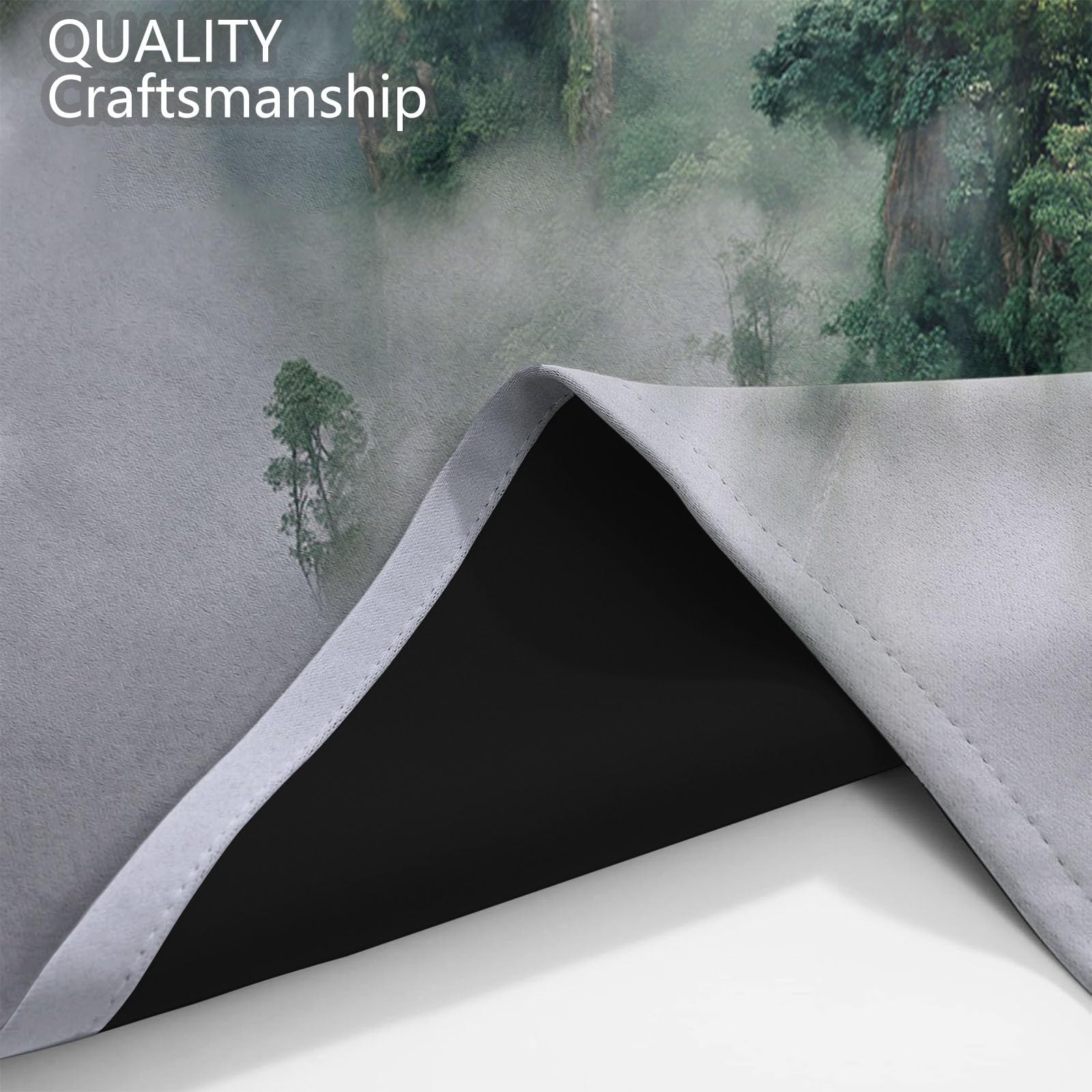 Generisch Vorhang Wolken Wald Verdunkelungsvorhänge 140 x 260 cm (2er Set) - Thermogardine Blickdicht mit Ösen, UV-Schutz Vorhänge für Schlafzimmer & Wohnzimmer Weiß Geheimnis Kiefern Natur