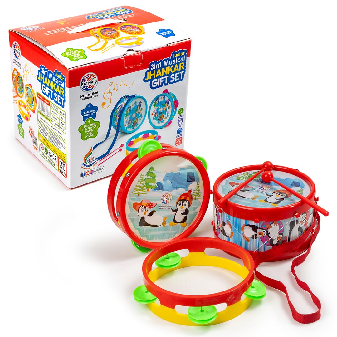 See full amazon price history chart for Ratnas 3 in 1 Musical Jhankar Gift Set Junior Penguin Printed Drum Dafli Toy Musical Instrument with 2 Mallets for Kids Ratnas 3 in 1 Musical Jhankar Gift Set Junior Penguin Printed Drum Dafli Toy Musical Instrument with 2 Mallets for Kids (B0CR98532X) Amazon Price History, Amazon Price Tracker