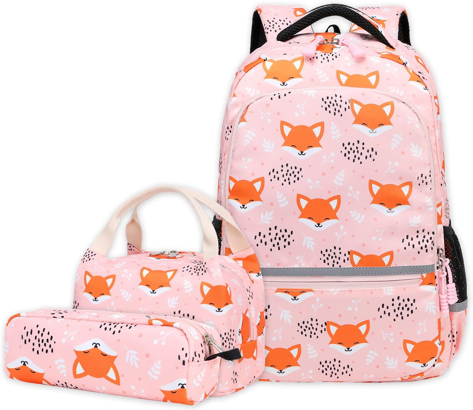 AimeenKids Backpacks for Girls Fox Backpack with Lunch Bag 3 in 1 Girls Fox Schoolbag Preschool Kindergarten Kids BookBag Set