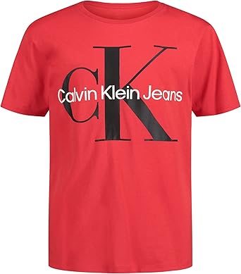 Calvin Klein Boys Short Sleeve Logo Crew Neck T-Shirt, Soft, Comfortable, Relaxed Fit