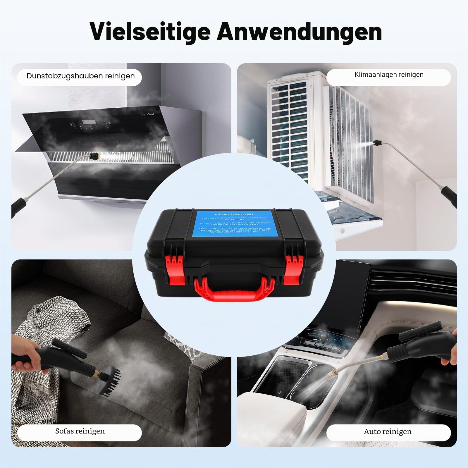 3000W Hochtemperatur Dampfreiniger KFZ Steam Cleaner Reinigungsmaschine Tragbarer Dampfreiniger, Ipx4 Hand Dampfreiniger DampfreinigungsgeräT Zur Reinigung Von Herden Dunstabzugshauben, 3,5 Bar