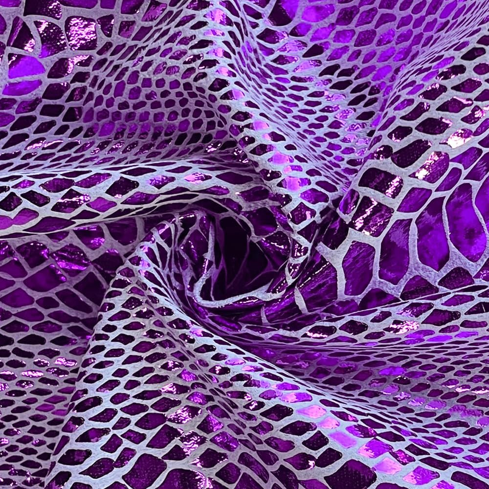 ONEART | Snake Skin Texture Faux Leather Fabric 54" Wide, Soft Embossed Vinyl for Sewing Crafts and Home Upholstery, Sold by Separated Yard (Purple)