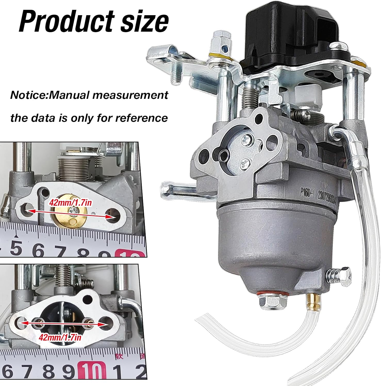 Carburetor Carb P16D, Inverter Generator Carburetor, Replacement for A-iPower SUA2000i 1600 2000 Watts Inverter Generator