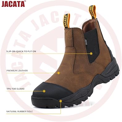Jacata Mens Work Boots Chelsea Slip On Boot For Men Men's Industrial Construction Soft Toe Shoes Botas De Trabajo Para Hombre