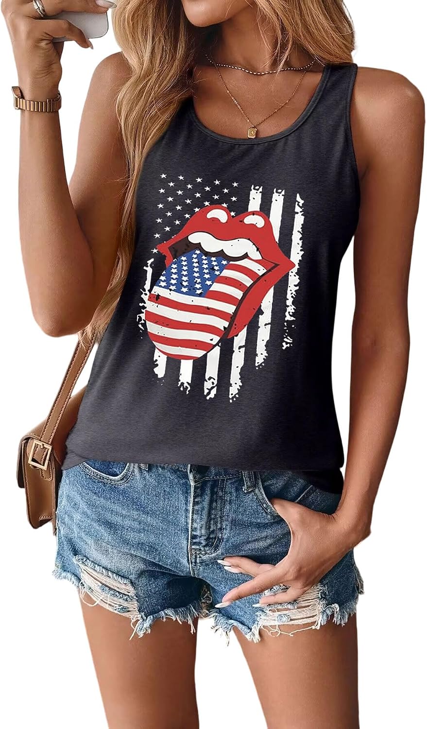 MQSVPUT Womens Tank Tops Summer Racerback Graphic Tanks Beach Vacation Tops Loose Running Athletic Sleeveless Shirt Cami image 2