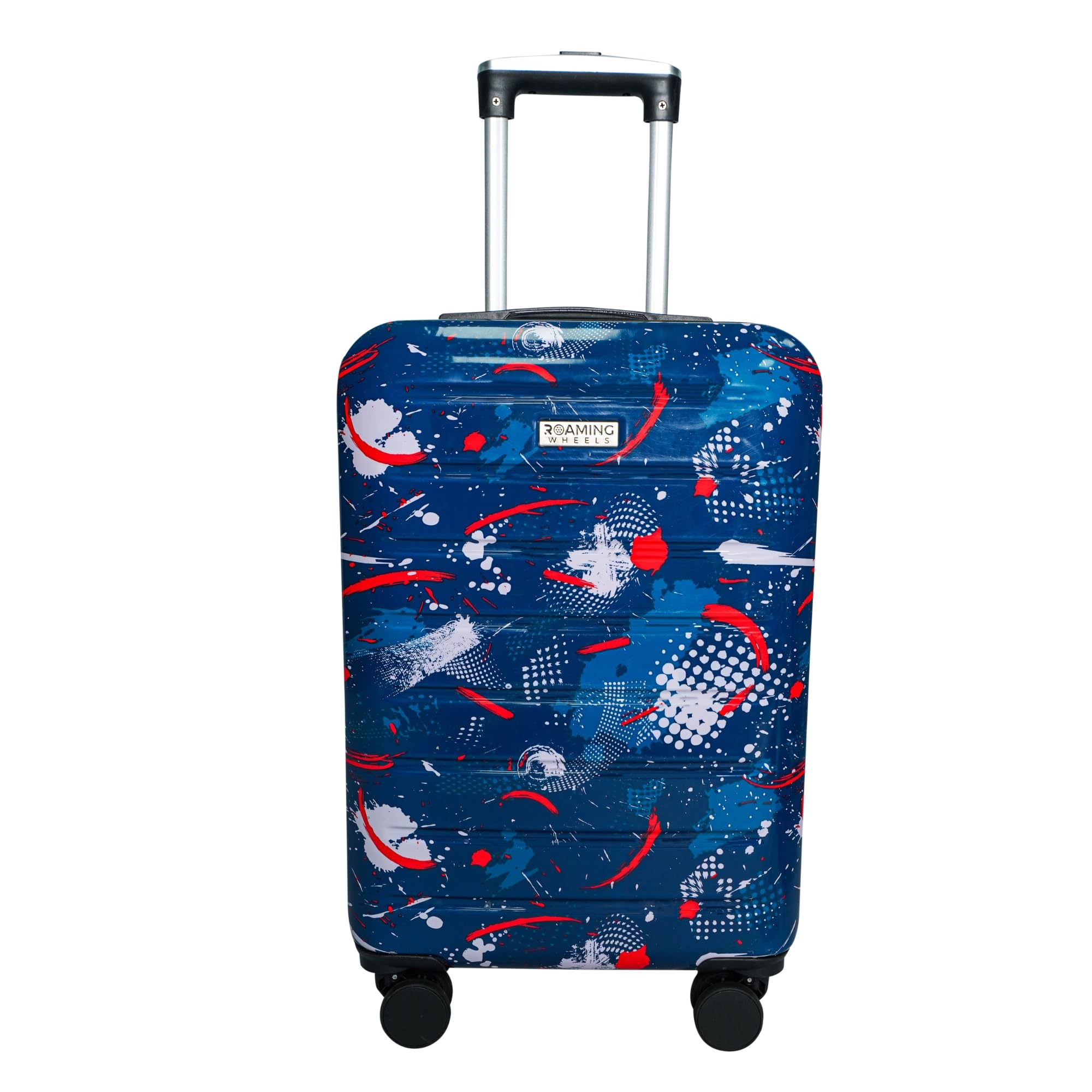 20 Inch Polycarbonate Printed Luggage for Travel Trolley Bag, Hard Cabin Suitcase | 8 Wheels Movement, Combination Lock & Strong Zipper | Easy Carry Handle, Travel Friendly | Blue Red-image-39