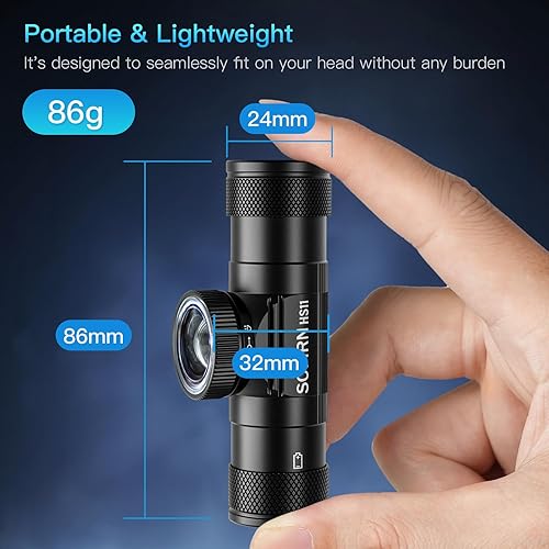 Miniatura 7 de Sofirn HS11 (H11B) - Linterna frontal LED, 630 lúmenes, recargable, funciona con batería, faro frontal con zoom, faro ligero con reflector y foco,