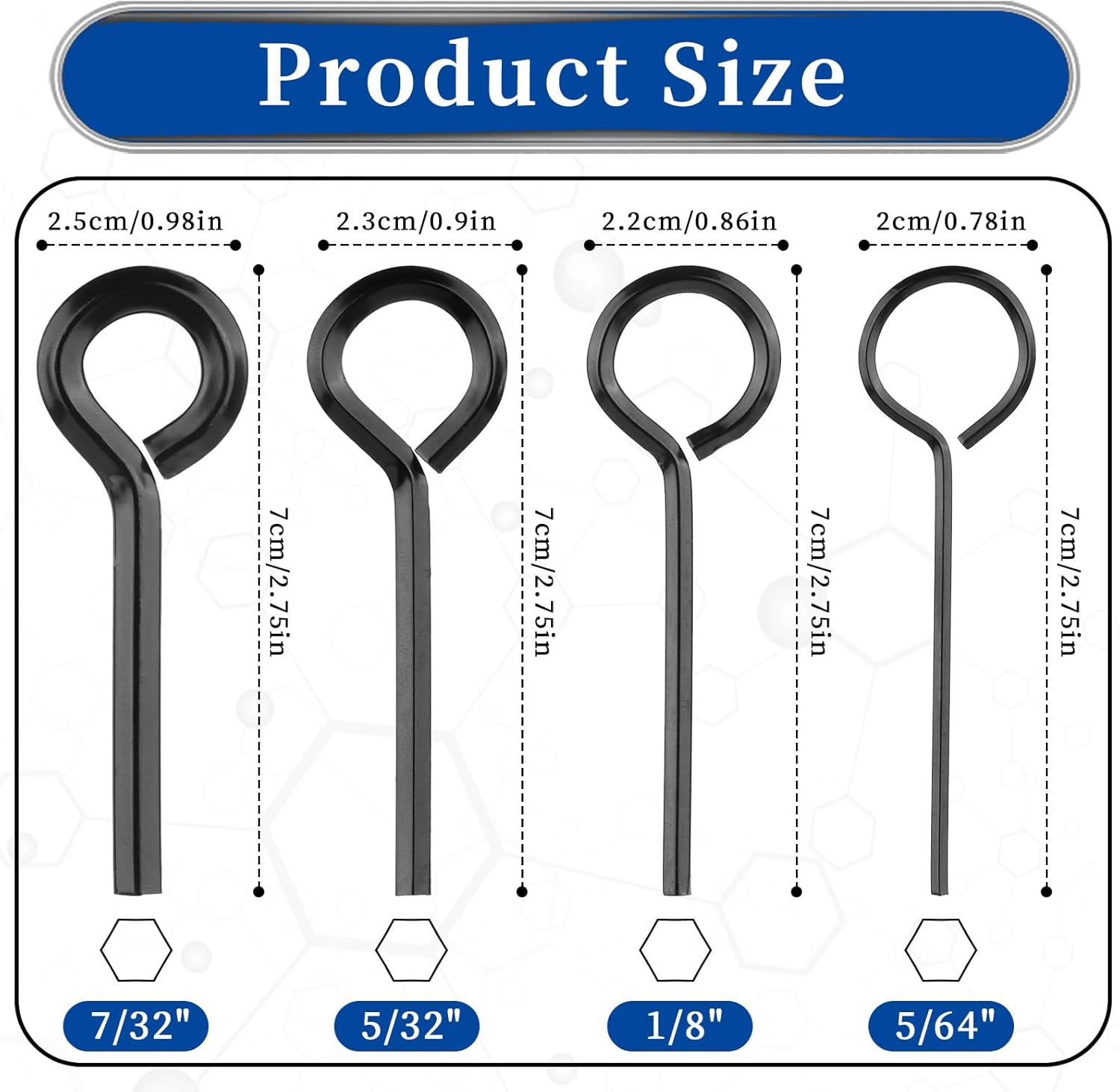 Allen Wrench Set, 5/64'' 1/8'' 5/32'' 7/32'' Standard Hex Dogging Key, Hex Dogging Key for Push Bar Panic Exit Devices