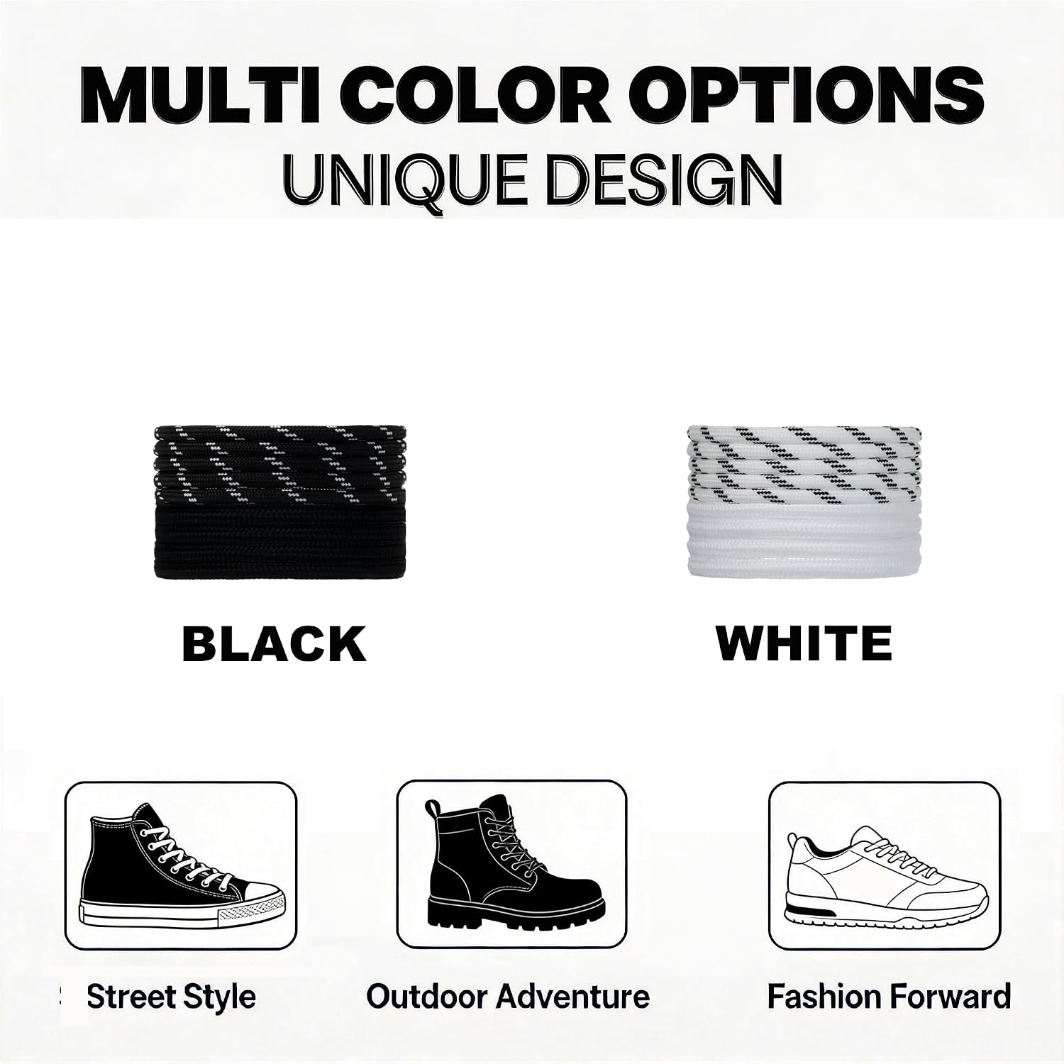 Paracord Shoe Laces, Colorful Shoelaces for Sneakers, 2 Pairs image 2