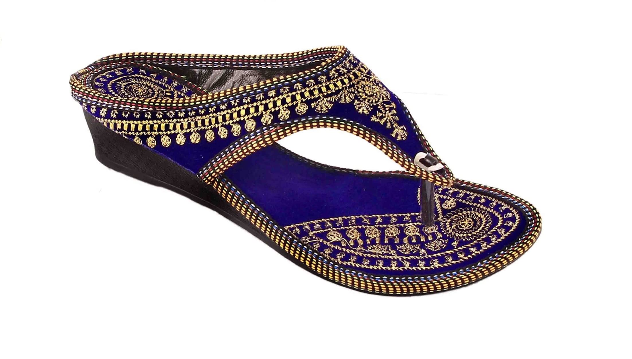 AMAZING TRADERS Women Blue Zari Work Strep Velvet Wedges (B0993ZS48T) Amazon Price History, Amazon Price Tracker
