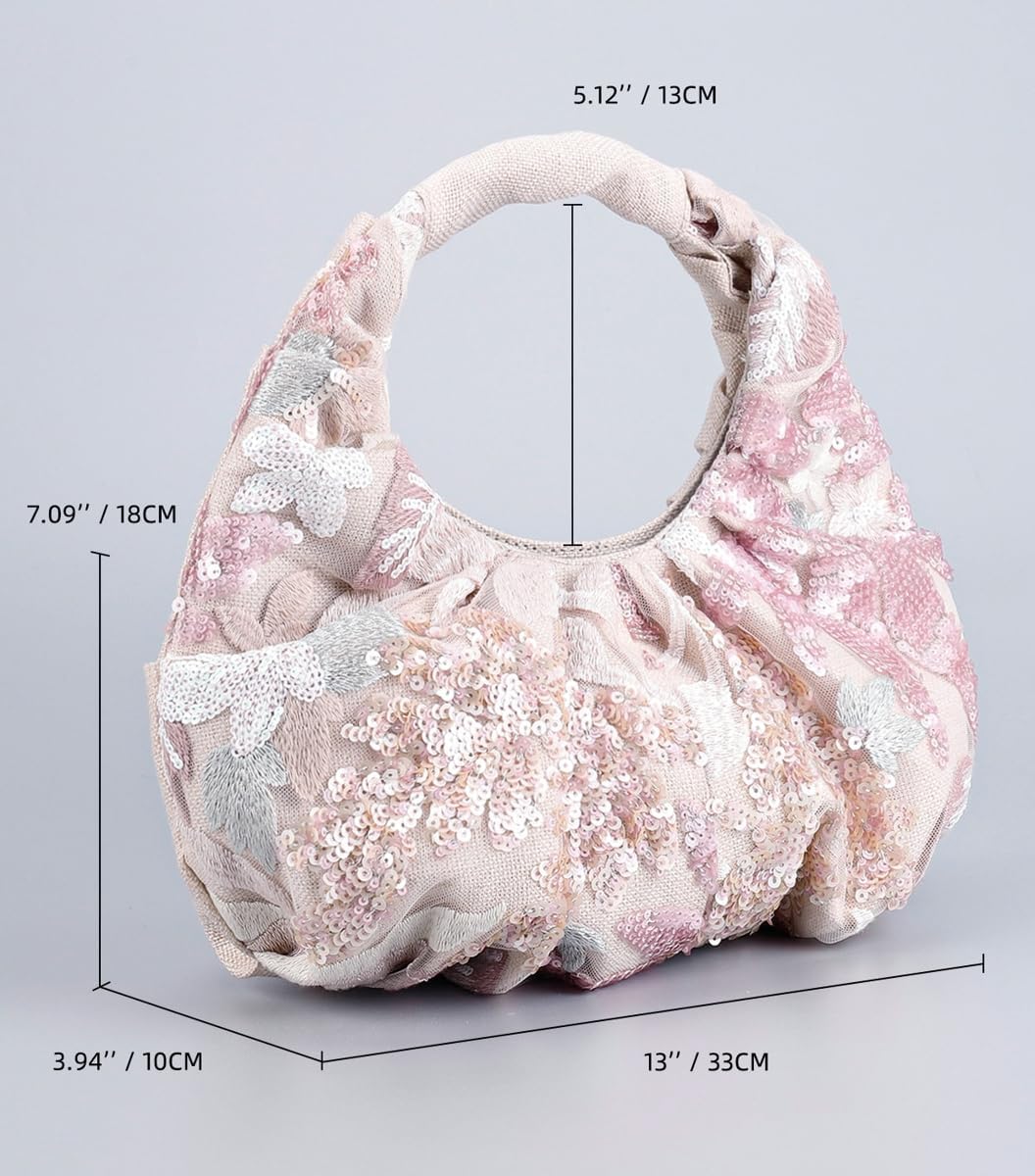 Floral Embroidery Sequin Evening Bag Women Macrame Shoulder Crossbody Purse Hobo Bags Summer Evening Clutch Purses - Image 7