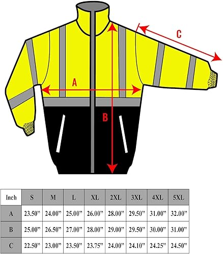 Miniatura 9 de New York Hi-Viz Workwear WJ901112 - Chaqueta de seguridad para hombre, ANSI Clase 3 de alta visibilidad, impermeable
