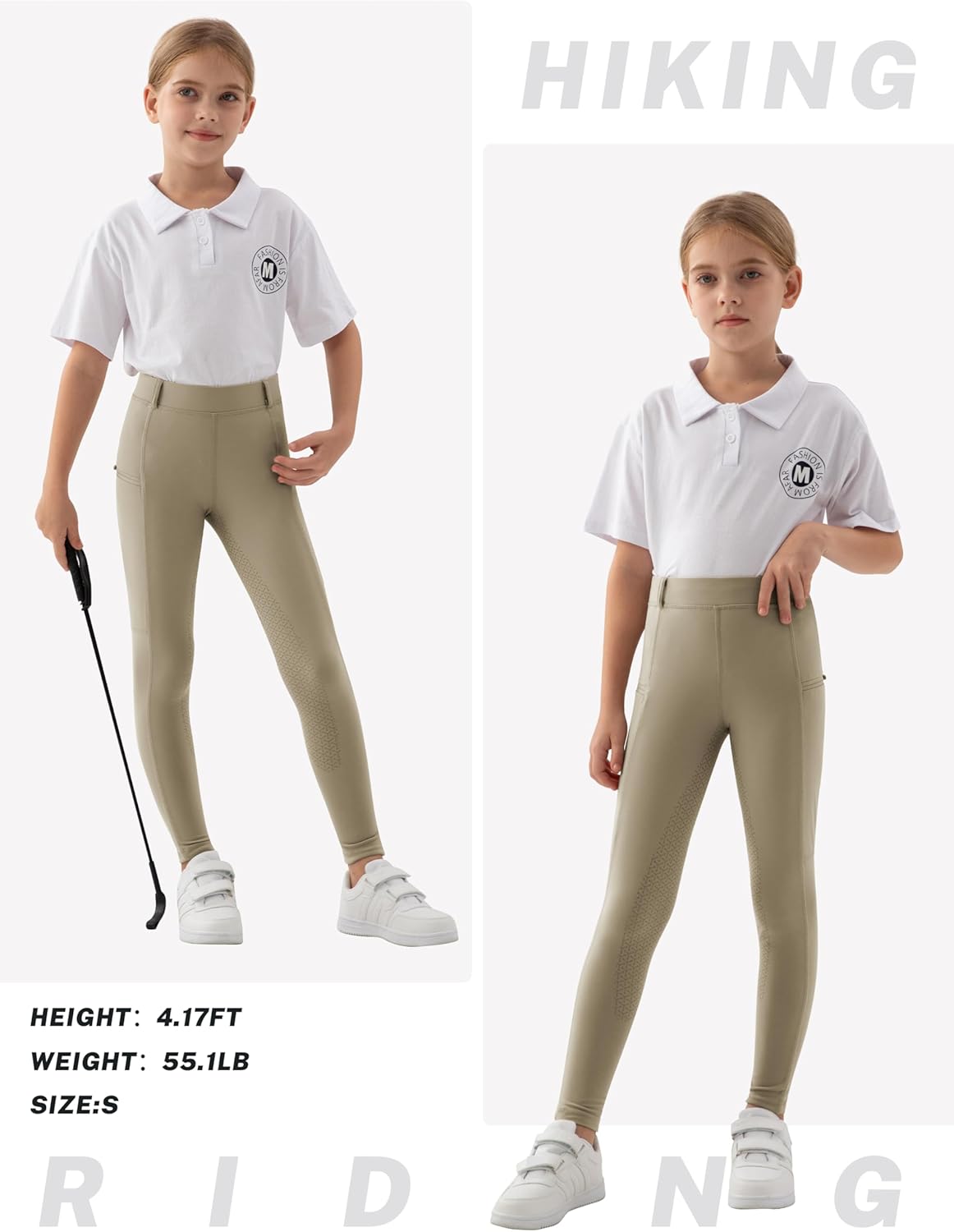 MoFiz Girls Horse Riding Pants Summer Full Seat Silicone Kids Equestrian Breeches Youth Schooling Tights Zipper Pockets - Image 7