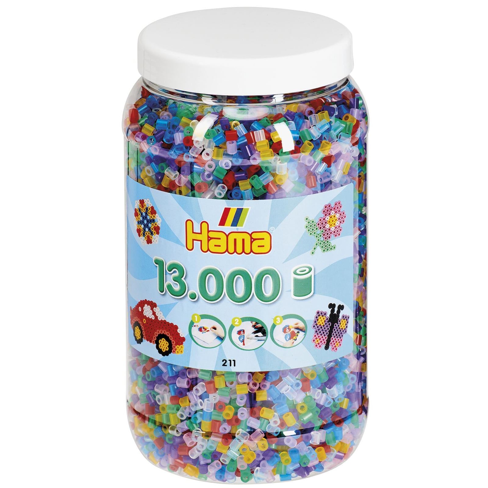 Hama Iron on Beads Transparent 13000 Pieces — image 1