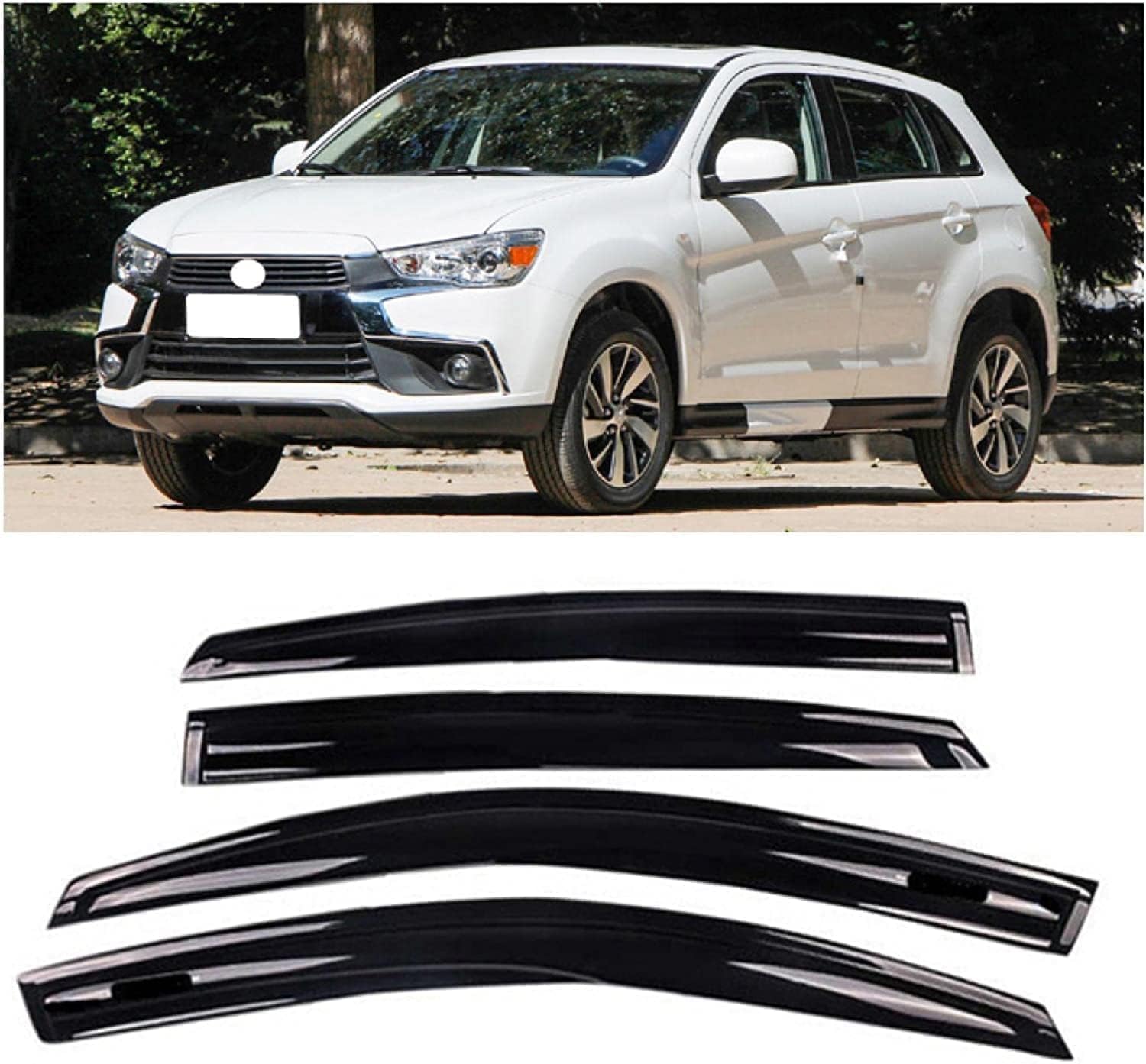 PANXUC Car Wind Deflectors for Mitsubishi Strength Dazzle ASX 2016-2018, Side Window Wind Rain Deflector Window Visor Sun Rain Guard Smoke Guards