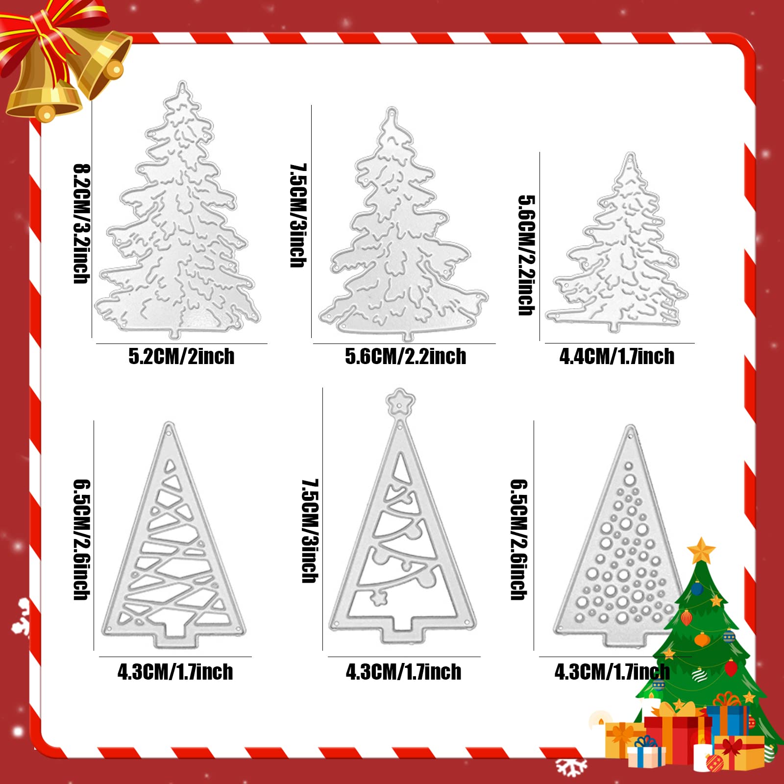 Amazon | カッティングダイ 6枚セット クリスマスツリー型