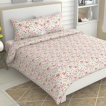haus & kinder Bedsheet for Double Bed King Size, 186 TC Pure Cotton Bedsheets for King Size Bed with 2 Pillow Covers (108x108 Inches) -Utopia