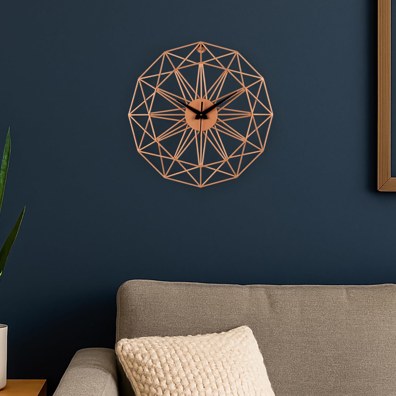 Wakefit Metal Analog Wall Clock Big | 20 Inch | Laser Cut Abstract Home Decor & Gifting Option | for Living Room Study Bedroom & Office Decor | Cirqlo Metal Wall Clock 500 MM Peach