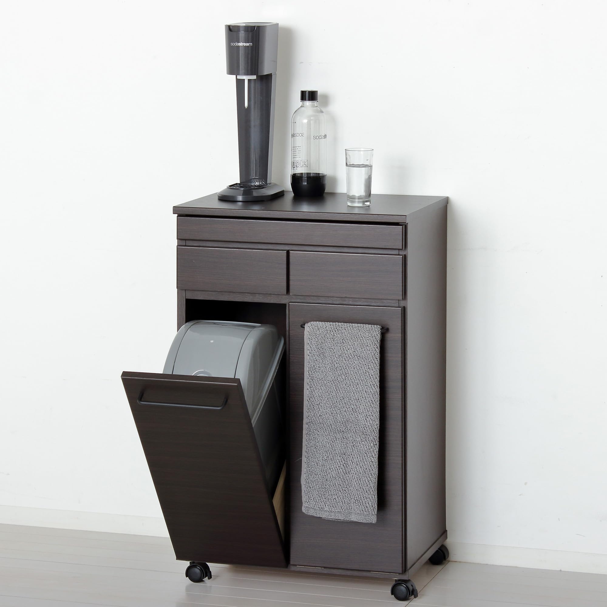 Amazon｜クロシオ スライド棚付きダストボックス2D 幅55 ブラウン