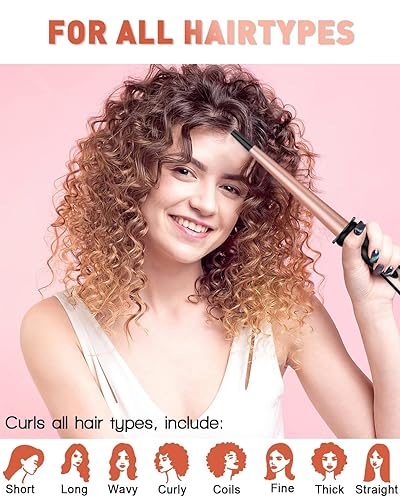Vista 20 de BESTOPE PRO - Juego de varita rizadora de barril largo, juego de varita rizadora 6 en 1 con barril de cerámica para cabello largo/mediano, rizador