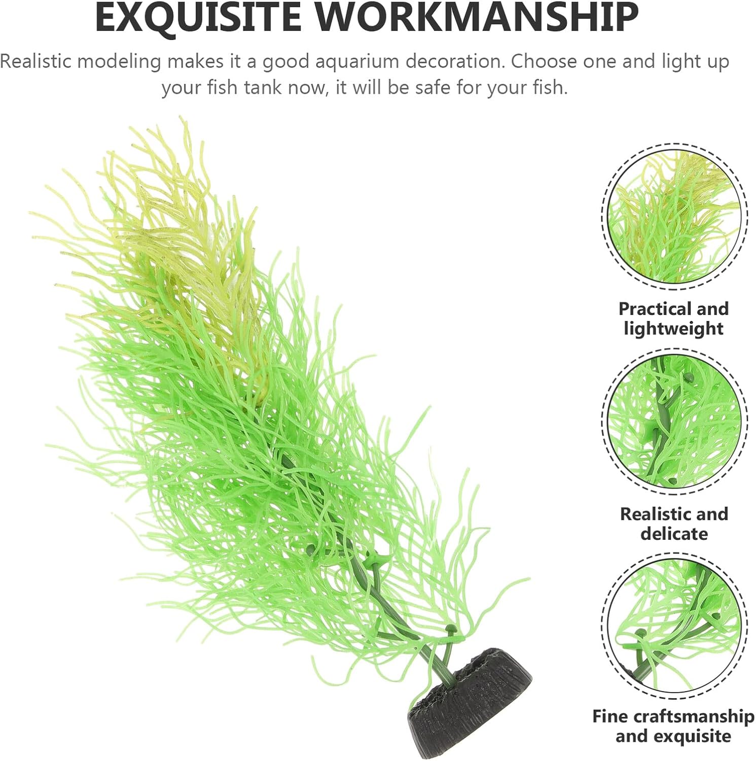 WOONEKY Artificial Aquarium Plant and Simulated Hornwort Decoration for Fish Tank Plastic Aquatic Tank Plants Green Medium Fake Aquarium Seaweed for Décor