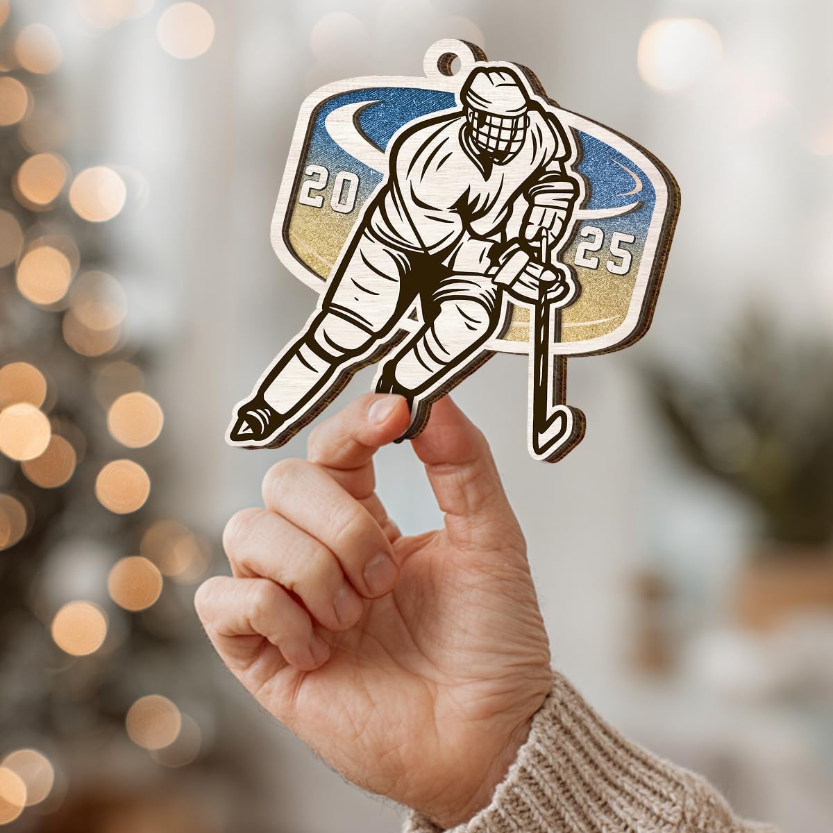 Ice Hockey Christmas Ornament 2025 - Ice Hockey Gifts for Player Coach Team Friend, Sport Ornament for Men Women, Wooden Christmas Ornaments for Tree Decor - Holiday Keepsake & Xmas Gift Exchange Idea - Image 4