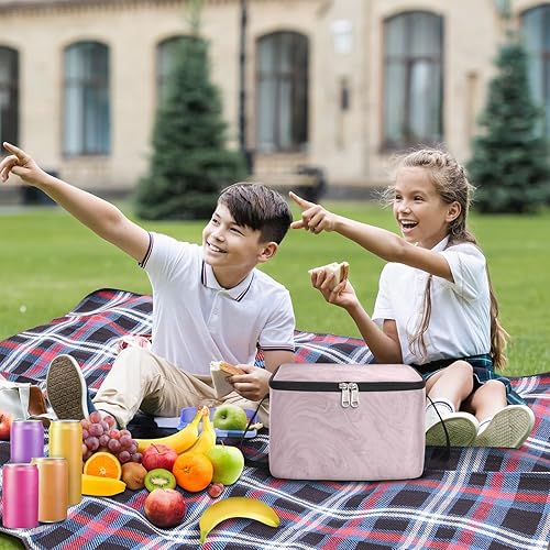Miniatura 3 de QsirBC Bolsa de almuerzo aislada con textura de mármol rosa para mujeres, reutilizable, bolsa de comida cuadrada para adultos y hombres, lonchera