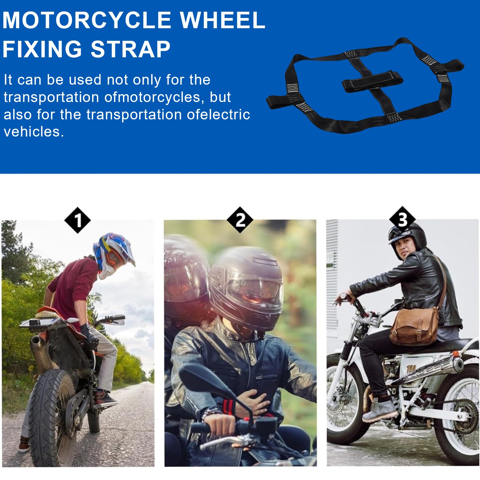 Universal Cinchas de Amarre para Rueda Trasera de Motocicleta, Correas Tensoras para Motocicleta de Poliéster Moto Carraca Tensoras Amarre Accesorios para Motocicletas, Negro