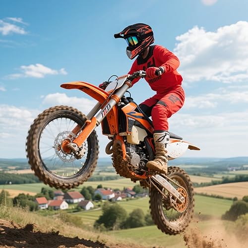 Vista 3 de Youth Kids Motocross Helmet DOT Approved, Adult ATV Dirt Bike Off-Road MX Full Face Motorcycle Helmet with Goggles Gloves Mask for Boys Rojo