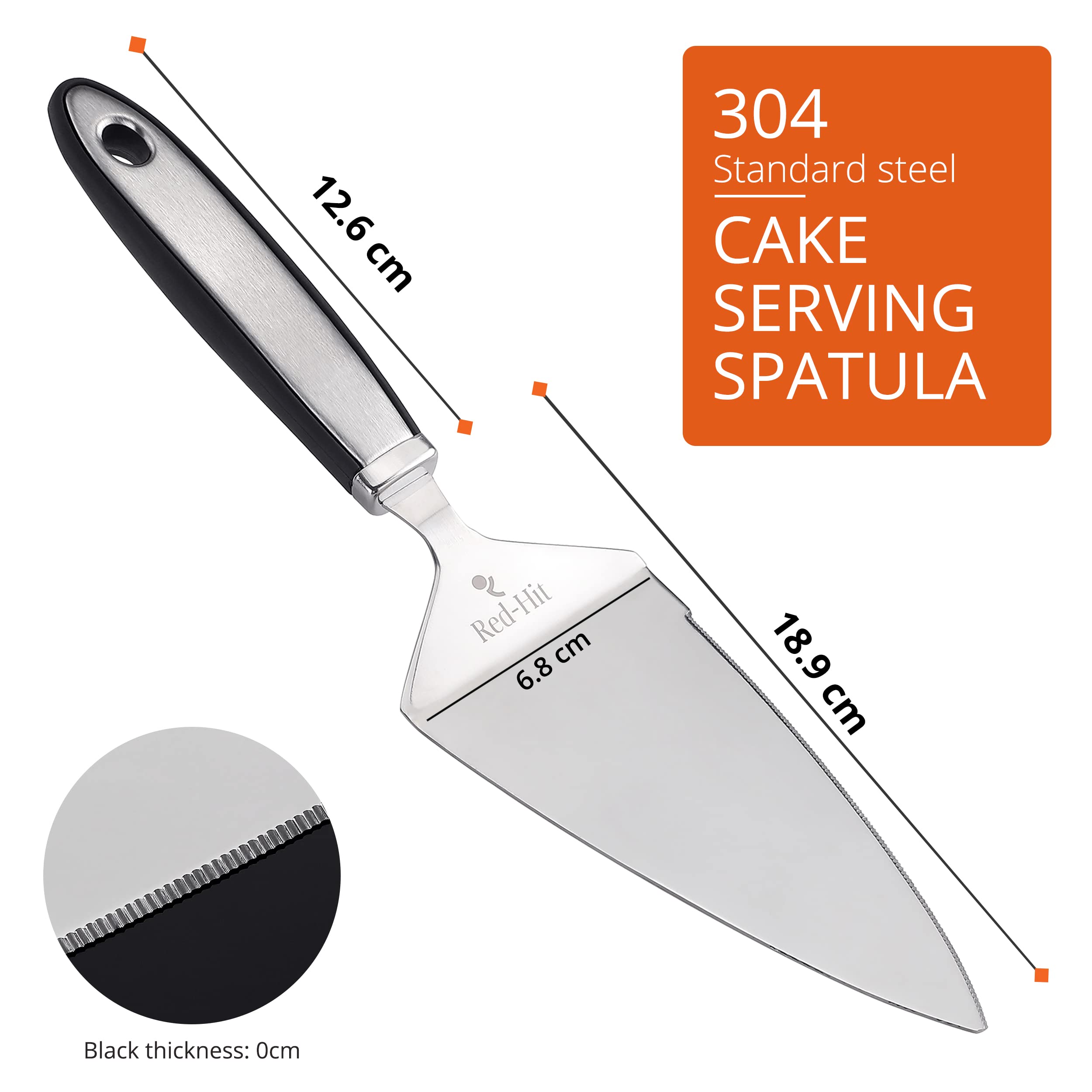 Red-Hit Cortador de pasteles y servidor de pasteles, espátula angular de acero inoxidable con hoja dentada, cortador de pasteles ancho profesional para hornear, perfecto para pasteles, postres y