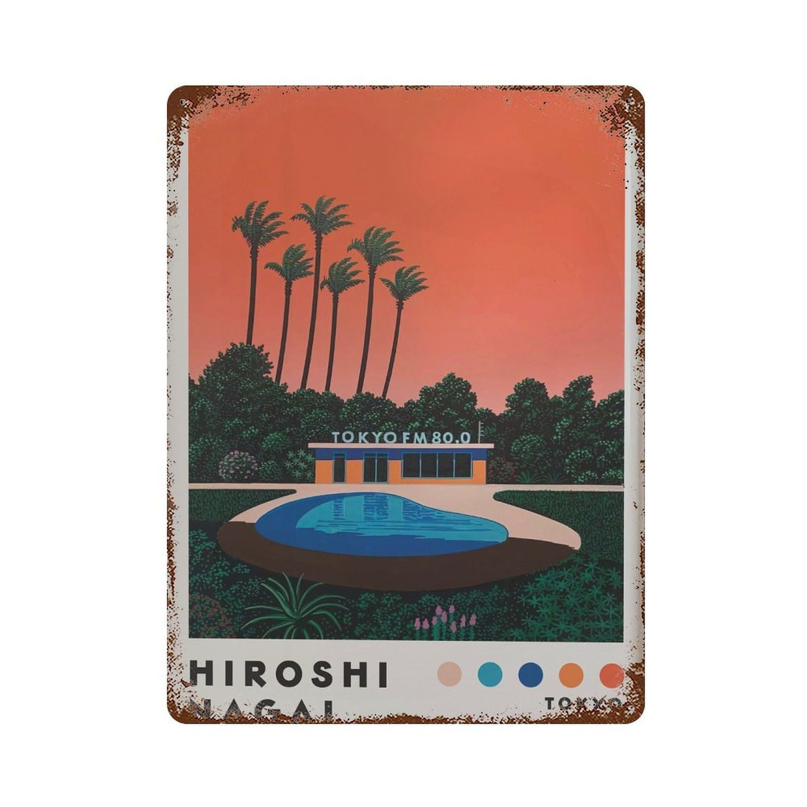 xiaoxiaoshen Hiroshi Nagai Home Decor. Minimalist Japanese City Pop. Modern Vaporwave Wall Decor Art Metal Tin Poster Modern Home Decor Art Home Bar Shop Decorations Vintage Sign 40x30cm