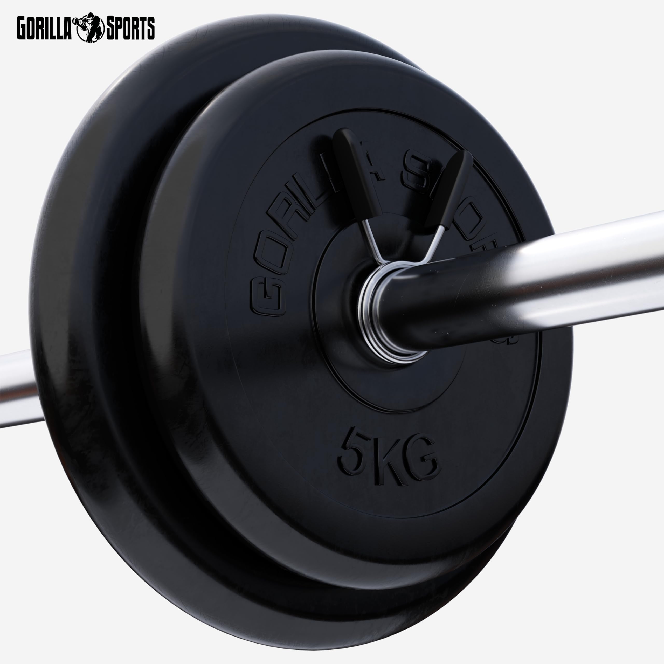 Gorilla Sports - Juego de discos de pesas (2 x 10 kg, 2 x 5 kg, recubiertos de goma)