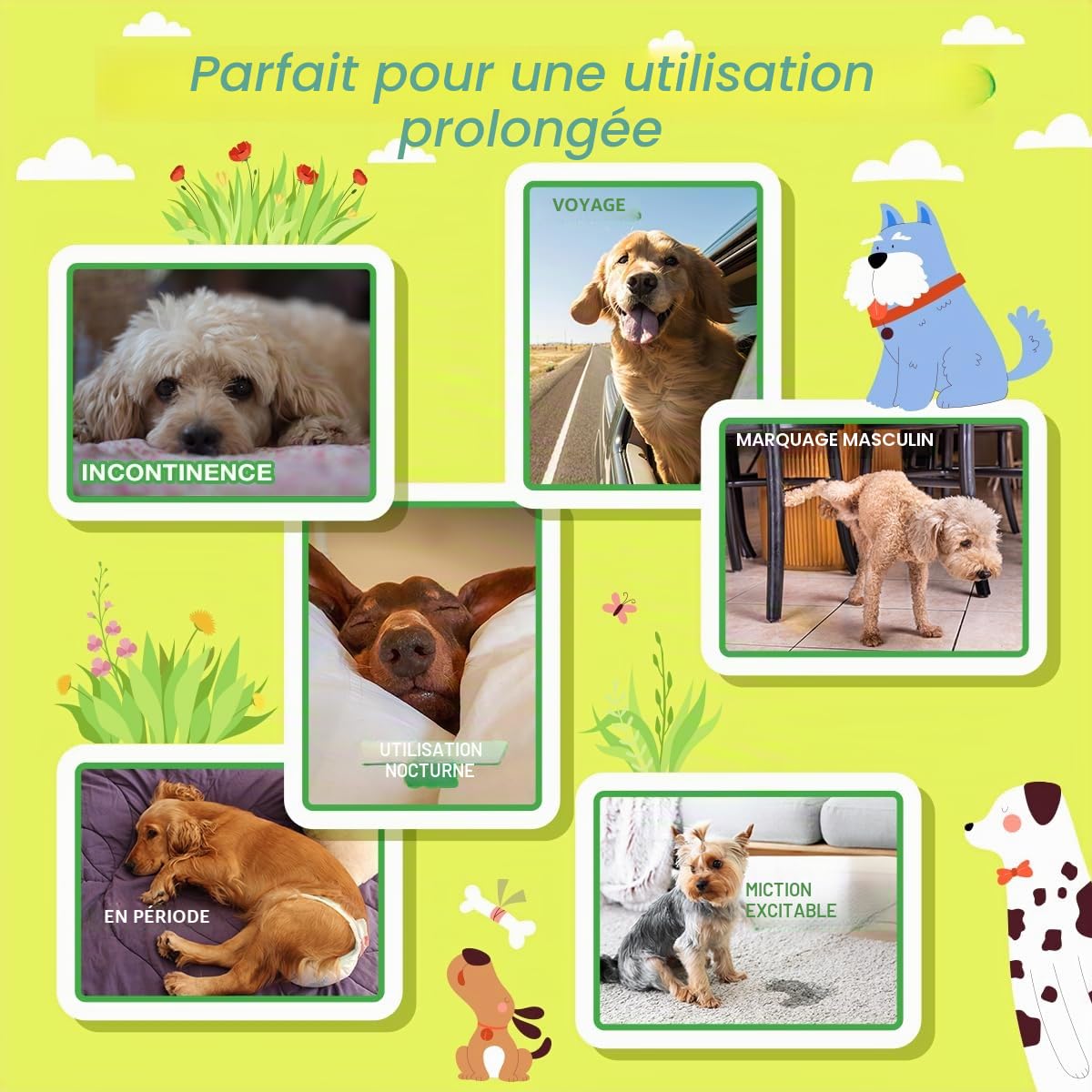 Dono Lot de 100 doublures de couches jetables pour chiens mâles et femelles, super absorbants, inserts de couches jetables pour chiens mâles et femelles, bandeaux, culottes menstruelles lavables