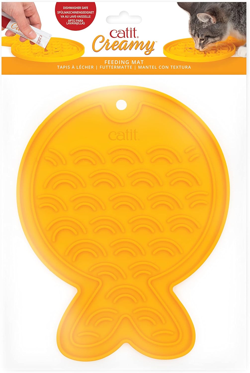 Catit Creamy Lickable Cat Treat Feeding Mat, Fish Shaped