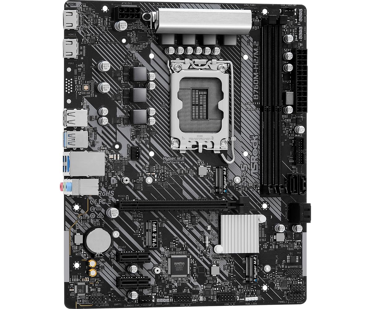 Asrock B760M-H2/M.2, Intel B760, 1700, Micro ATX, 2 DDR5, 2 HDMI, 2.5G LAN, PCIe4, 2X M.2