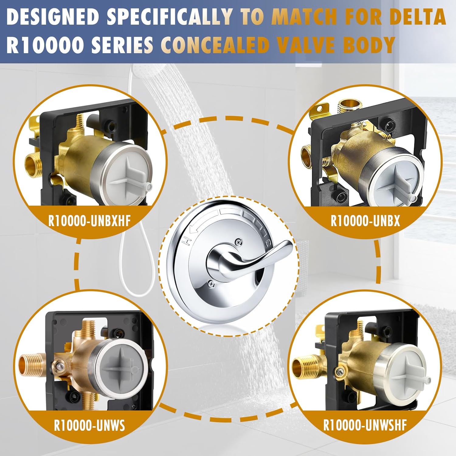 Replacement for Delta Classic 13/14 Series Single-Function Shower Trim Kit, T13020 Chrome Shower Handle Fit for Delta Shower Valve R10000 Series, Included RP46074 Cartridge