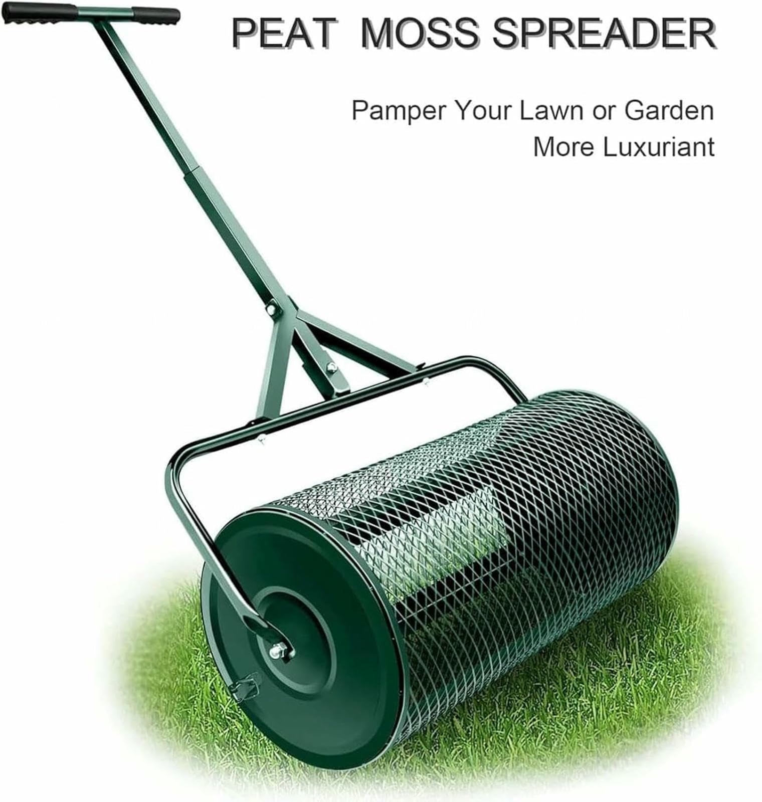 Esparcidor de abono de jardín, distribuidor de malla de metal ligero, resistente al óxido, esparcidor de turba para césped y jardín, ideal para distribución uniforme de compostaje
