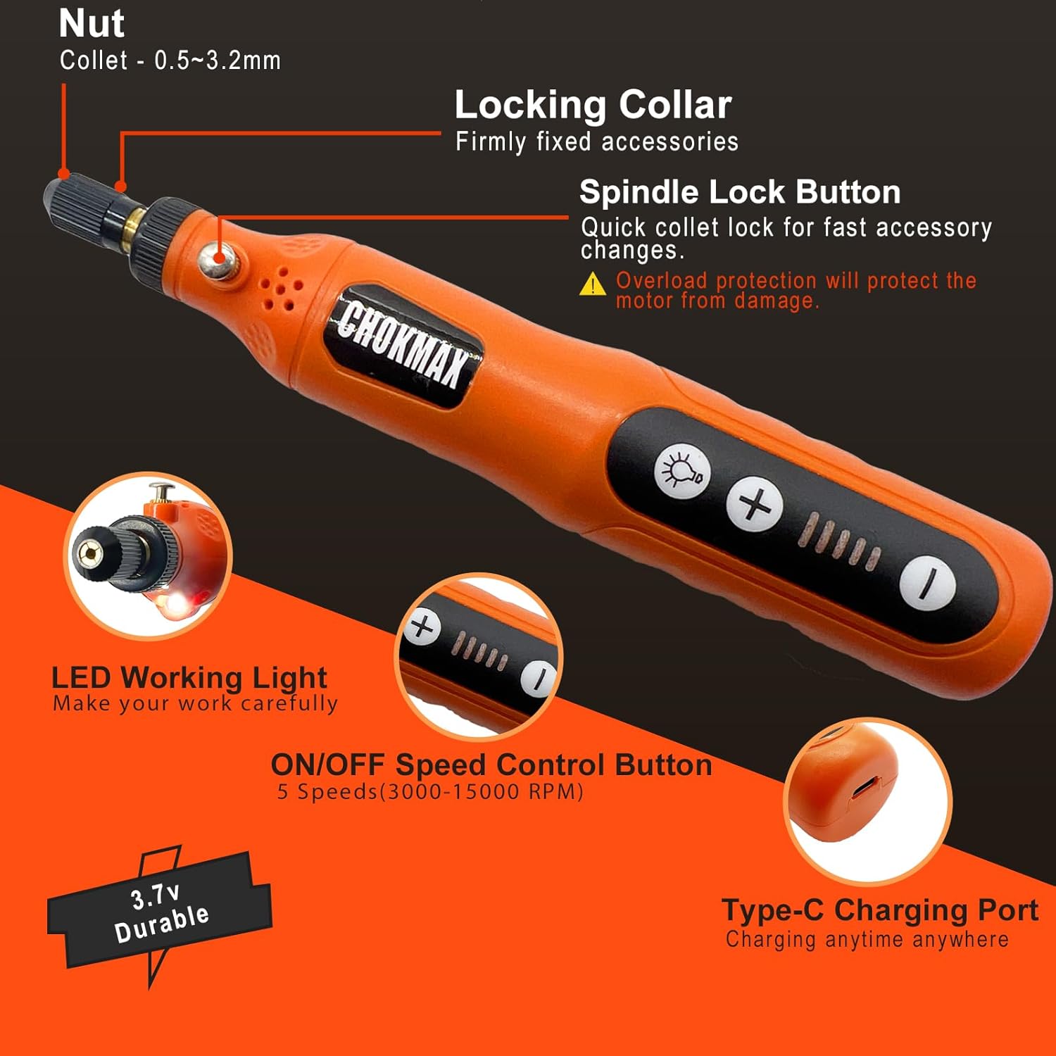 Cordless Rotary Tool Kit, 3.7V Mini Grinder With 5 | Ubuy